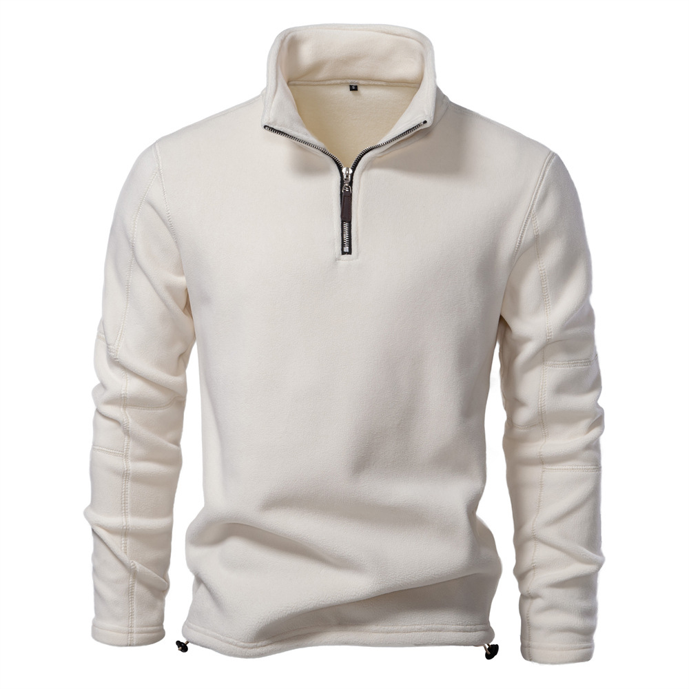 Men's Standing Collar Half Zipper Long Sleeve Sweatshirt Casual Top