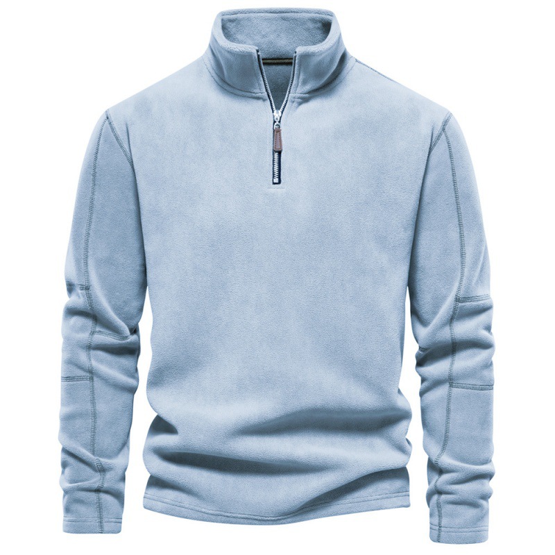 Men's Standing Collar Half Zipper Long Sleeve Sweatshirt Casual Top