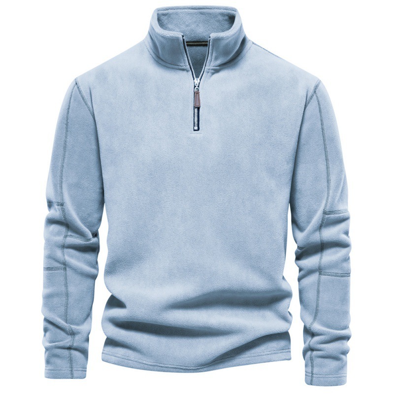 Men's Standing Collar Half Zipper Long Sleeve Sweatshirt Casual Top