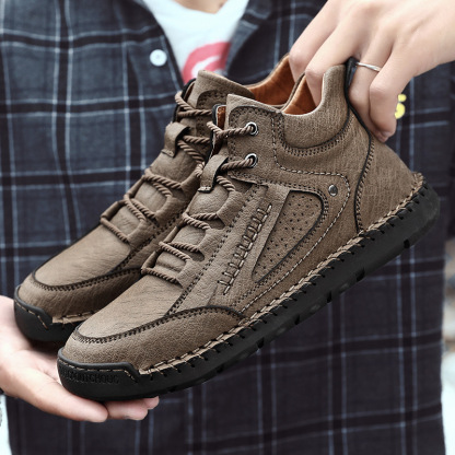 💥Last day deals 70% OFF💥Men's Outdoor Leather Hand-Stitched Non-Slip Waterproof Arch Support Boots