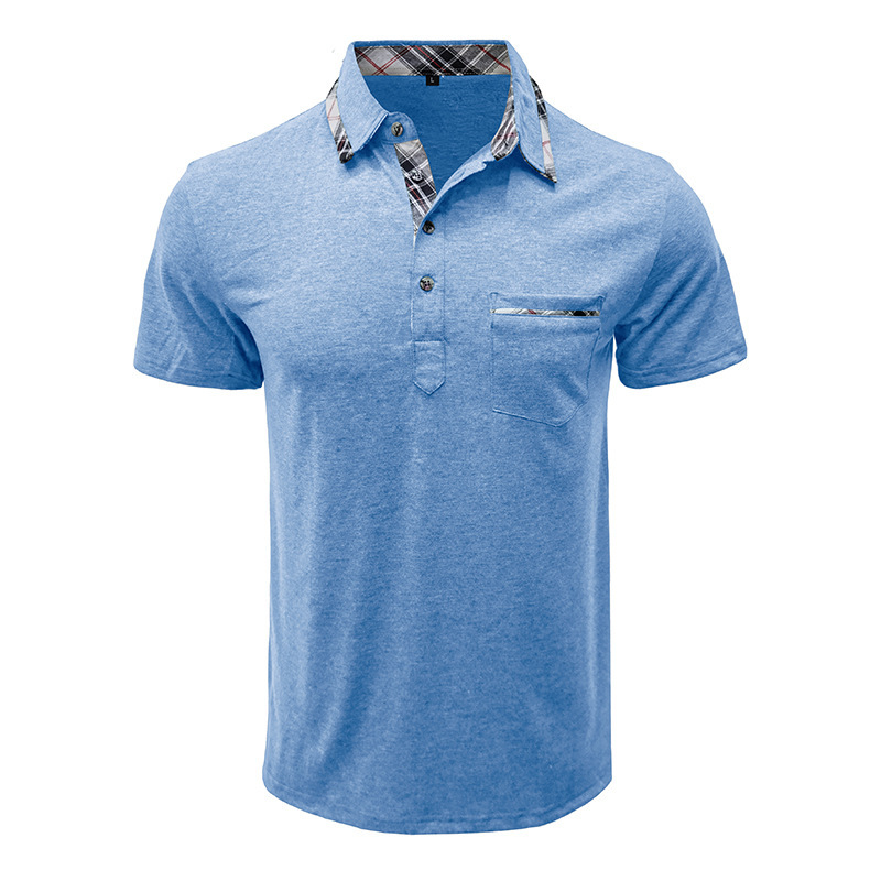 Men's stand-up collar T-shirt, cotton crew neck T-shirt, moisture wick