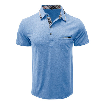 Men's stand-up collar T-shirt, cotton crew neck T-shirt, moisture wicking