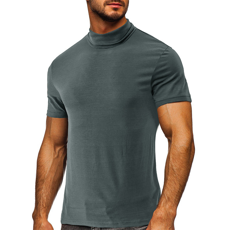 Men's Turtleneck T-Shirt, Cotton Crew Neck T-Shirt, Moisture wicking