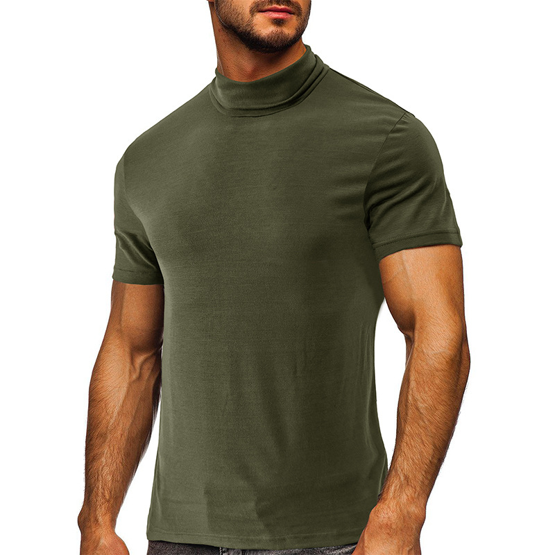 Men's Turtleneck T-Shirt, Cotton Crew Neck T-Shirt, Moisture wicking