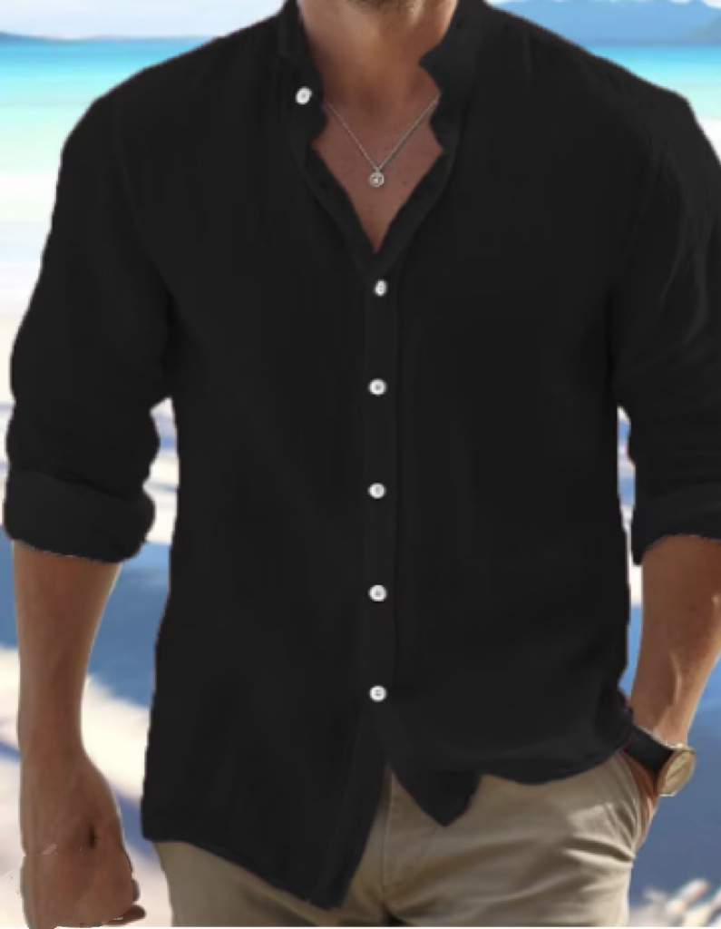 Men's Casual Loose Lapel Long Sleeve Shirt