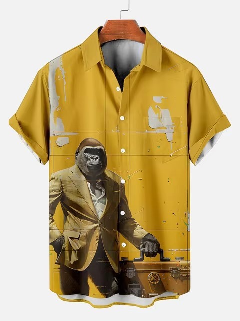 Orangutan Pattern Shirt | Hawaiian Button Down Shirt