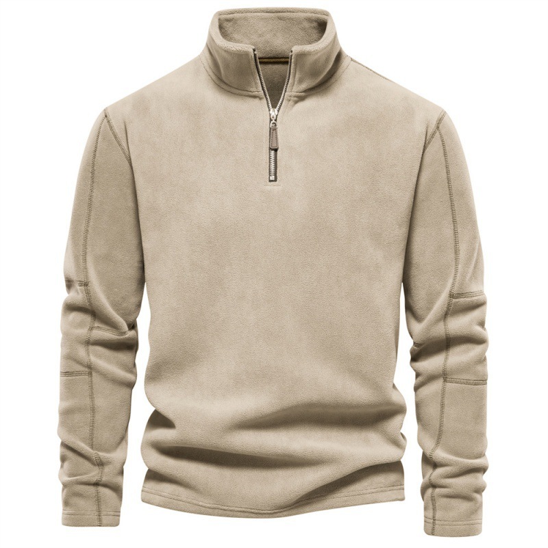 Men's Standing Collar Half Zipper Long Sleeve Sweatshirt Casual Top