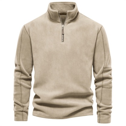 Men's Standing Collar Half Zipper Long Sleeve Sweatshirt Casual Top