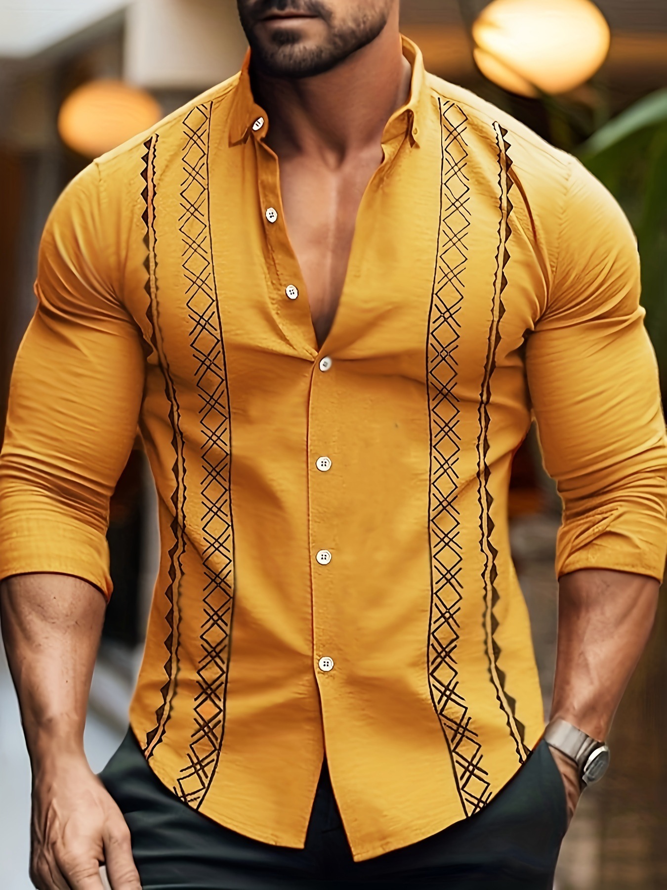 New men's casual shirt with lapel