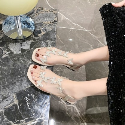🔥Last Day Promotion 70% OFF🔥Women's Rhinestone Butterfly Decor Flat Sandals - Casual Open Toe Summer Shoes, Lightweight Elastic Band Sandals - For Women - Perfect for Summer Beach, Vacation & Casual Wear - Ideal Gift for Her