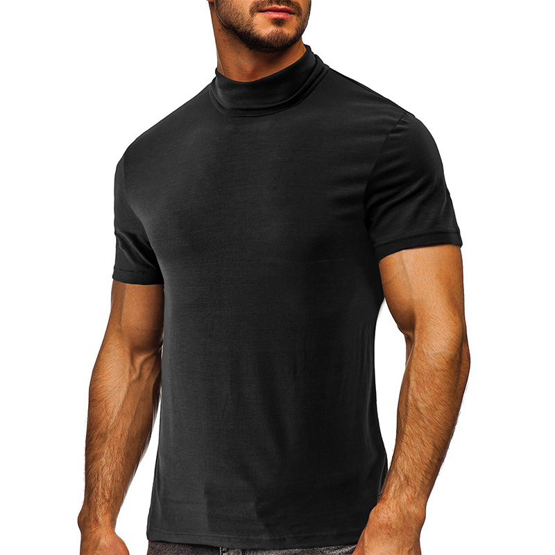 Men's Turtleneck T-Shirt, Cotton Crew Neck T-Shirt, Moisture wicking