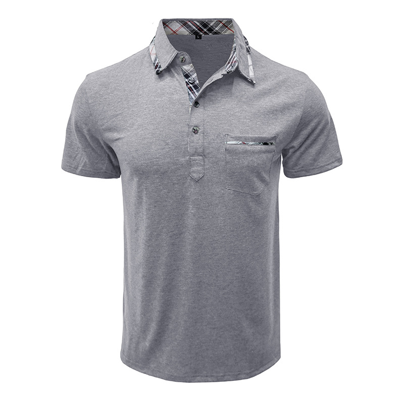 Men's stand-up collar T-shirt, cotton crew neck T-shirt, moisture wicking