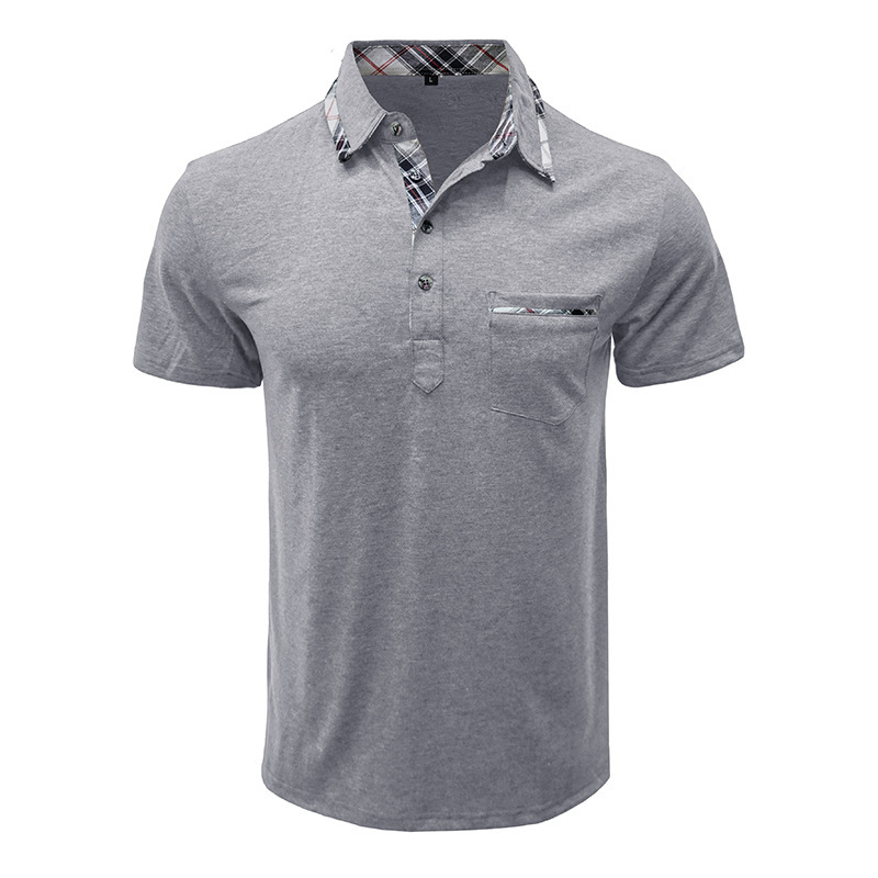 Men's stand-up collar T-shirt, cotton crew neck T-shirt, moisture wicking