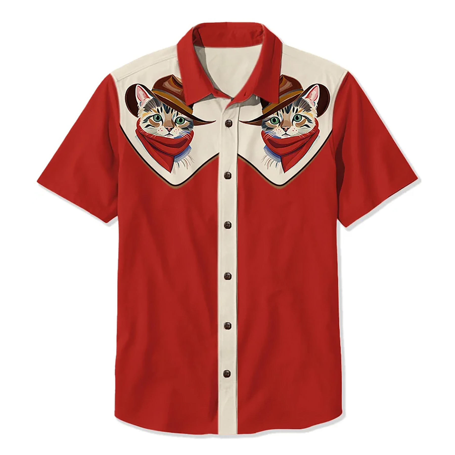 Men's Beach Vacation Loose Top Lapel Short Sleeve Button Down Shirt - 