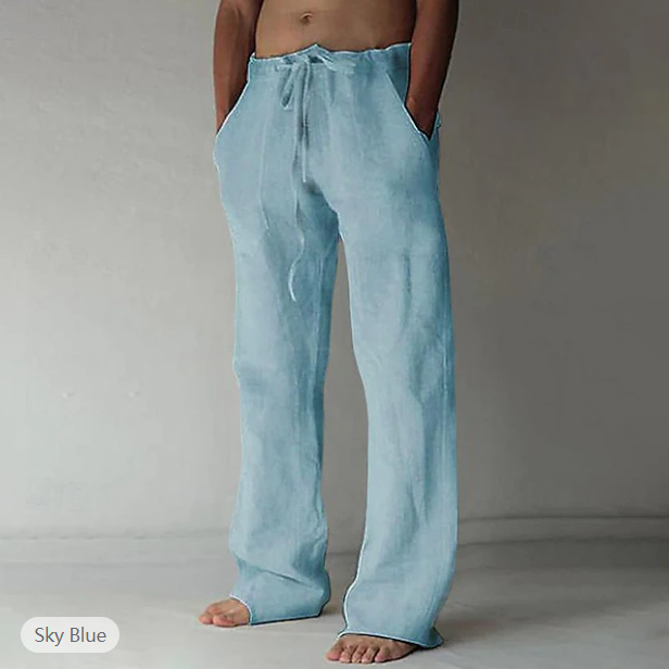 Men's Trousers Summer Pants Baggy Pants Beach Pants Casual Pants Drawstring Front Pocket Straight Leg Plain Comfort Soft Full Length Yoga Holiday Beach Fashion Hawaiian Black White