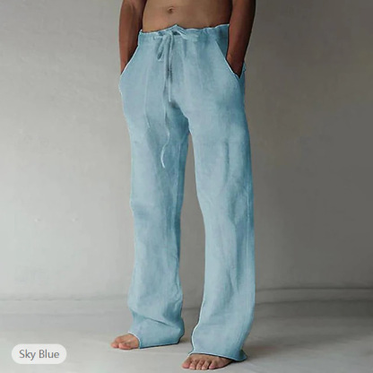 Men's Trousers Summer Pants Baggy Pants Beach Pants Casual Pants Drawstring Front Pocket Straight Leg Plain Comfort Soft Full Length Yoga Holiday Beach Fashion Hawaiian Black White