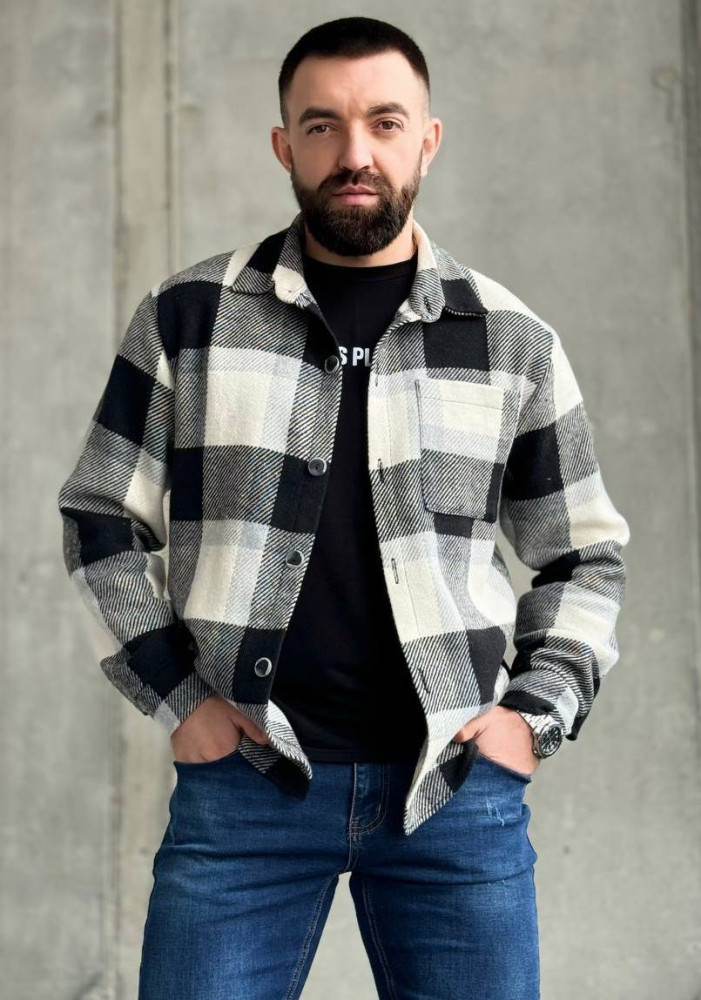 Men's thickened casual fashion versatile plaid shirt jacket warm shirt