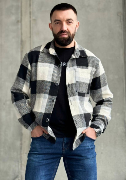 Men's thickened casual fashion versatile plaid shirt jacket warm shirt