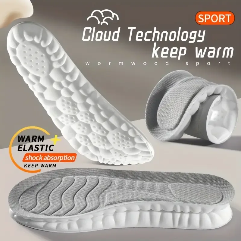 1pair 4D Sport Insoles, Soft Breathable High-elasticity Shoe Cushions, Shock Absorption Shoe Pads