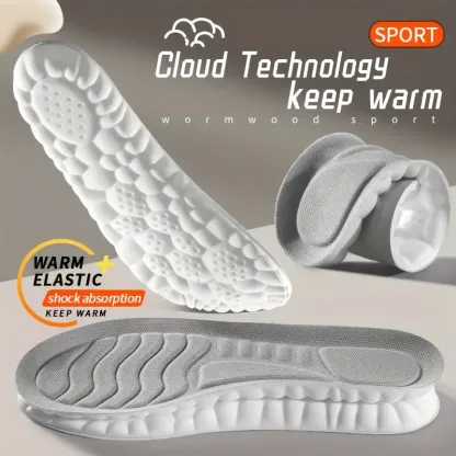 1pair 4D Sport Insoles, Soft Breathable High-elasticity Shoe Cushions, Shock Absorption Shoe Pads
