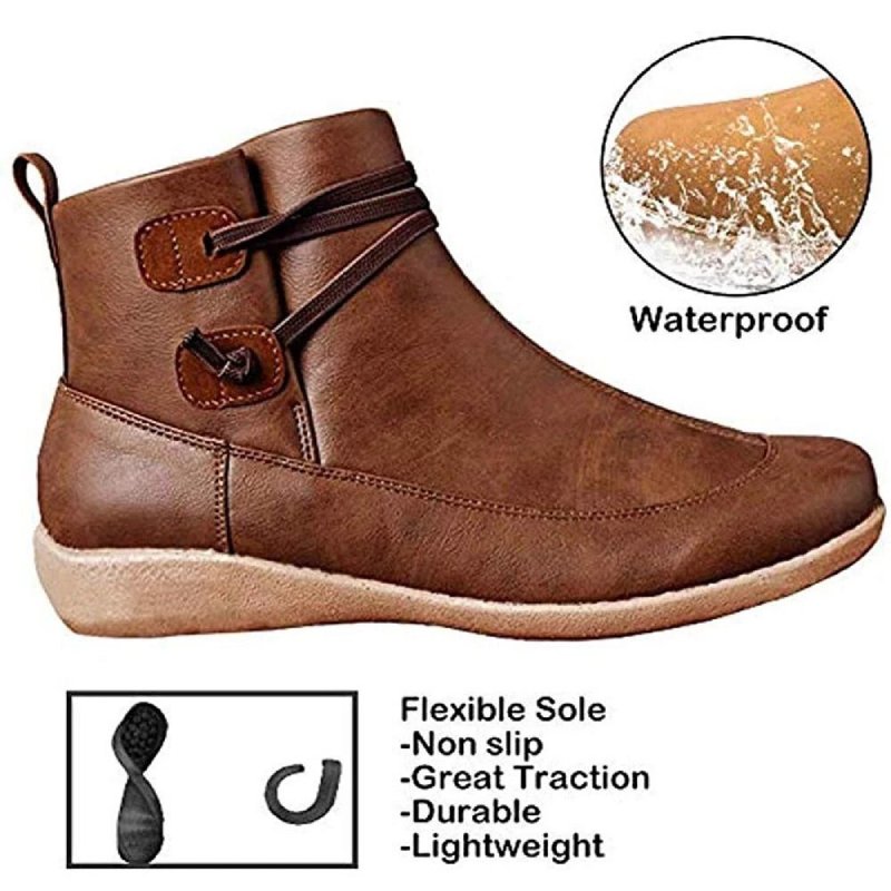 Women Snow Ankle Boots Waterproof Leather Orthopedic Shoes