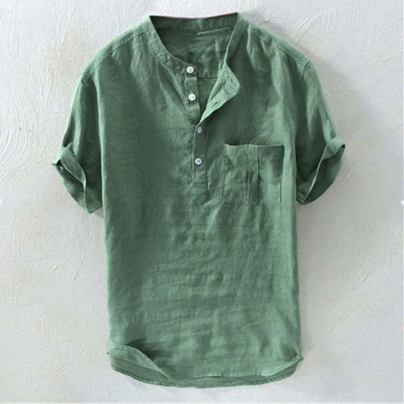 Men's stand collar pullover shirt