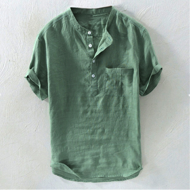 Men's stand collar pullover shirt