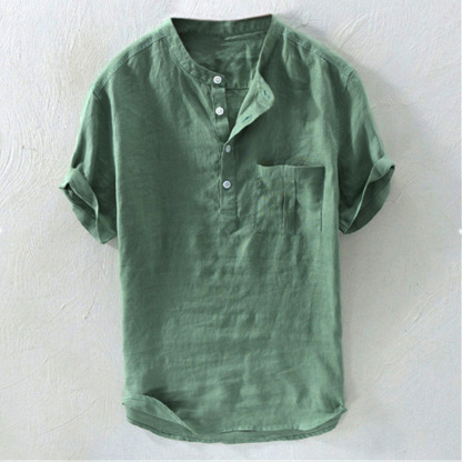 Men's stand collar pullover shirt