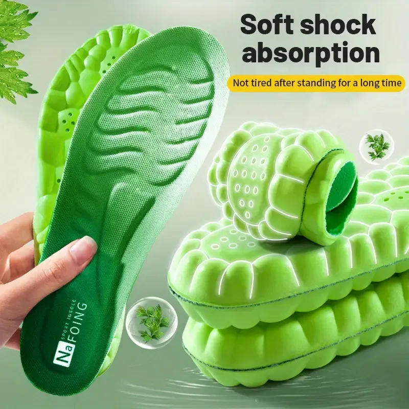 1pair 4D Sport Insoles, Soft Breathable High-elasticity Shoe Cushions, Shock Absorption Shoe Pads