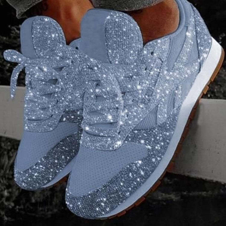 New Flat Mesh Rhinestone Sneakers