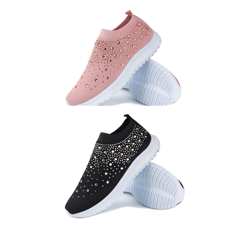 [#1 TRENDING SUMMER 2024] Women's Crystal Breathable Orthopedic Slip On Walking Shoes