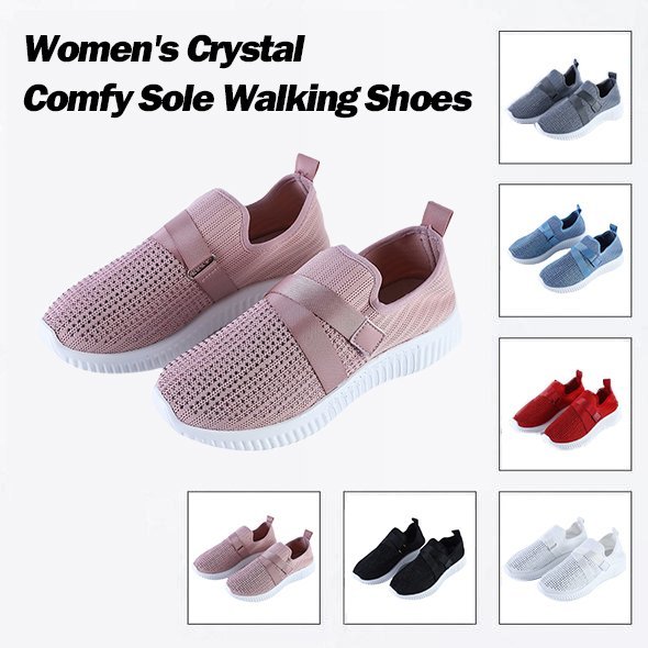 Women's Crystal Comfy Sole Walking Shoes