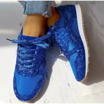 New Flat Mesh Rhinestone Sneakers