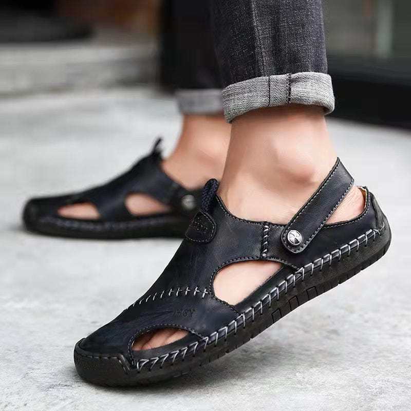 🔥On This Week Sale 70% OFF🔥Mens Casual Comfy Leather Slip On Sandals, Comfy Orthopedic Walking Shoes