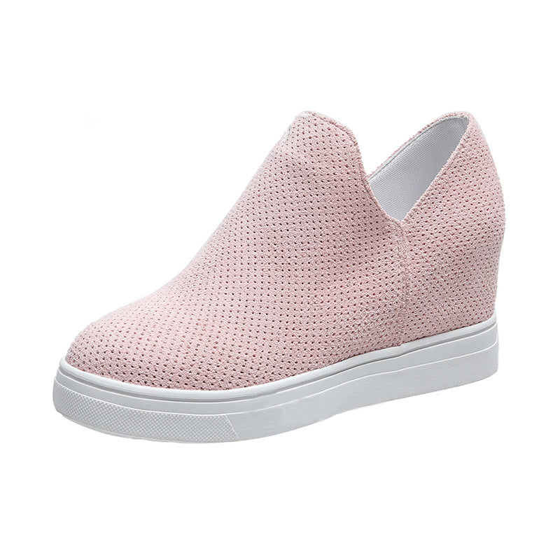 Women's Round Toe Wedge Inner Booster Eyelet Casual Shoes