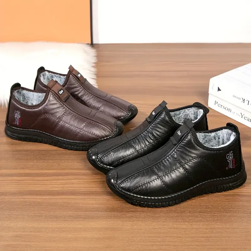 🔥On This Week Sale 70% OFF🔥 Men's Winter Warm Fleece-Lined Slip-On Walking Shoes - Non-Slip, Thick Sole for Comfort, Casual Style in Solid Colors  - W011