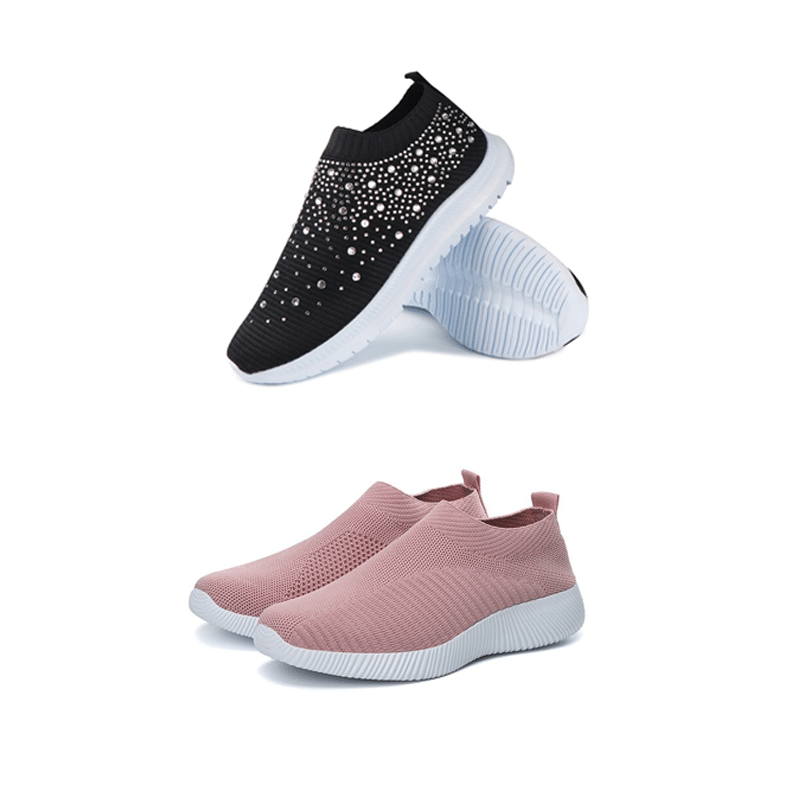 [#1 TRENDING SUMMER 2024] Women's Crystal Breathable Orthopedic Slip On Walking Shoes