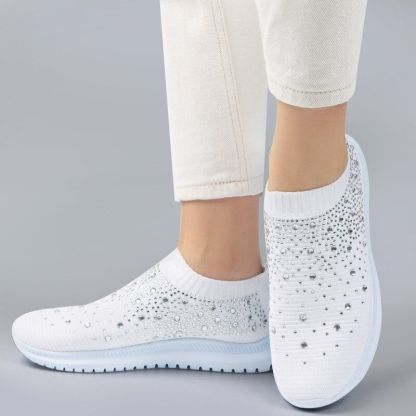 [#1 TRENDING SUMMER 2024] Women's Crystal Breathable Orthopedic Slip On Walking Shoes