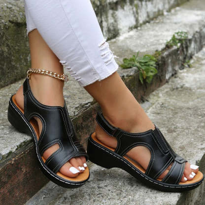 2024 Summer Women Wedge Sandals, Premium Leather Orthopedic Sandals