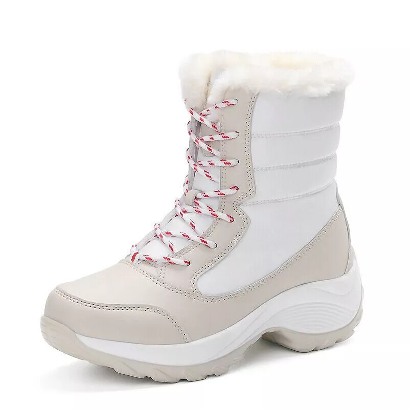 Waterproof Winter Women Shoes Snow Boots Fur-lined Warm Slipon Casual Ankle Size