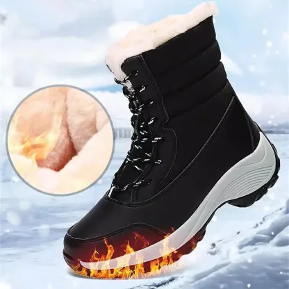 Waterproof Winter Women Shoes Snow Boots Fur-lined Warm Slipon Casual Ankle Size