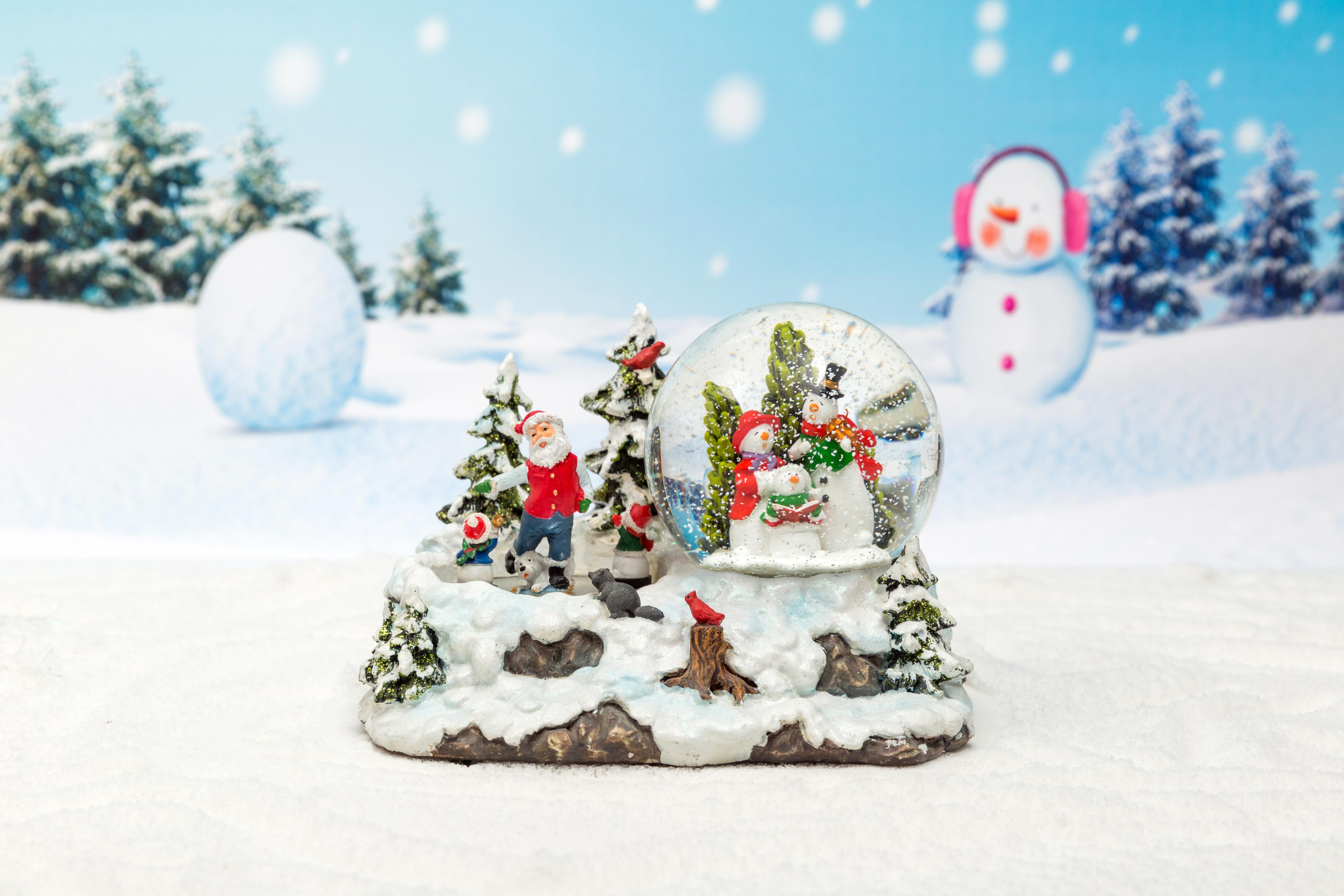 Christmas Snow Globe: 100mm Mirror-bottomed Santa Claus Christmas Scene Waterball