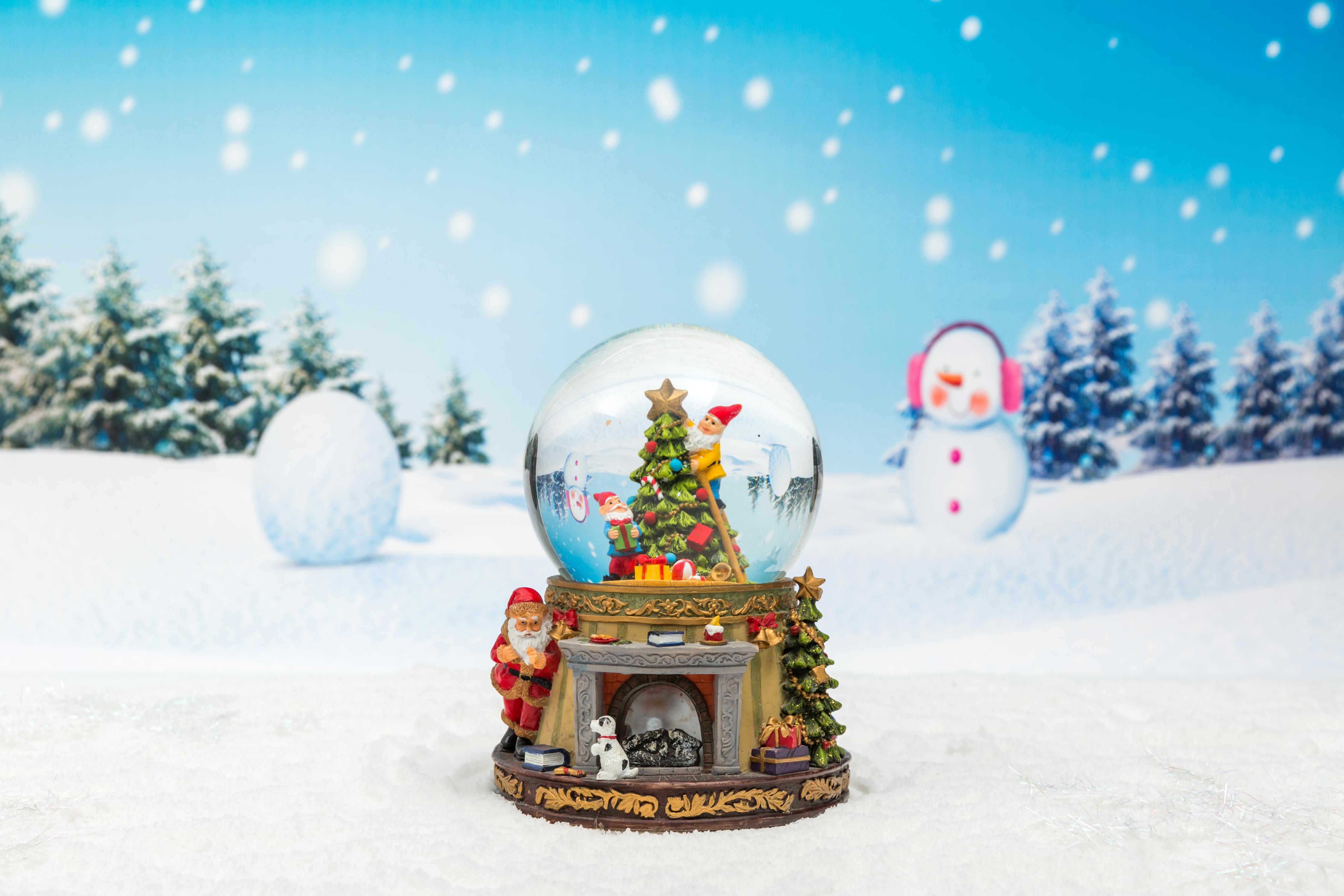 Christmas Snow Globe/Decorations: 100/120/135/150mm Fireplace Base&Santa Claus Waterball / Fireplace Christmas Decoration