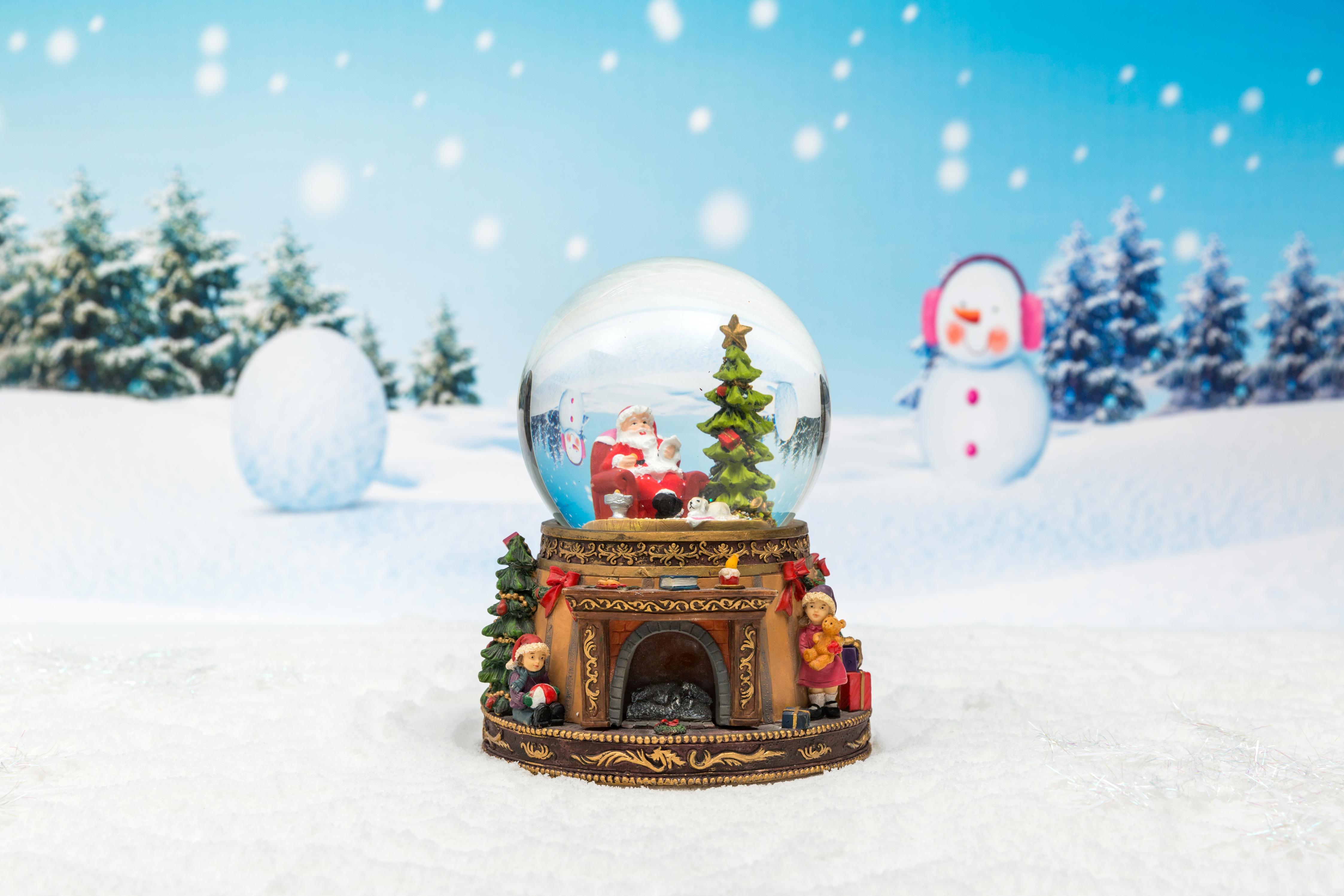 Christmas Snow Globe/Decorations: 100/120/135/150mm Fireplace Base&Santa Claus Waterball / Fireplace Christmas Decoration