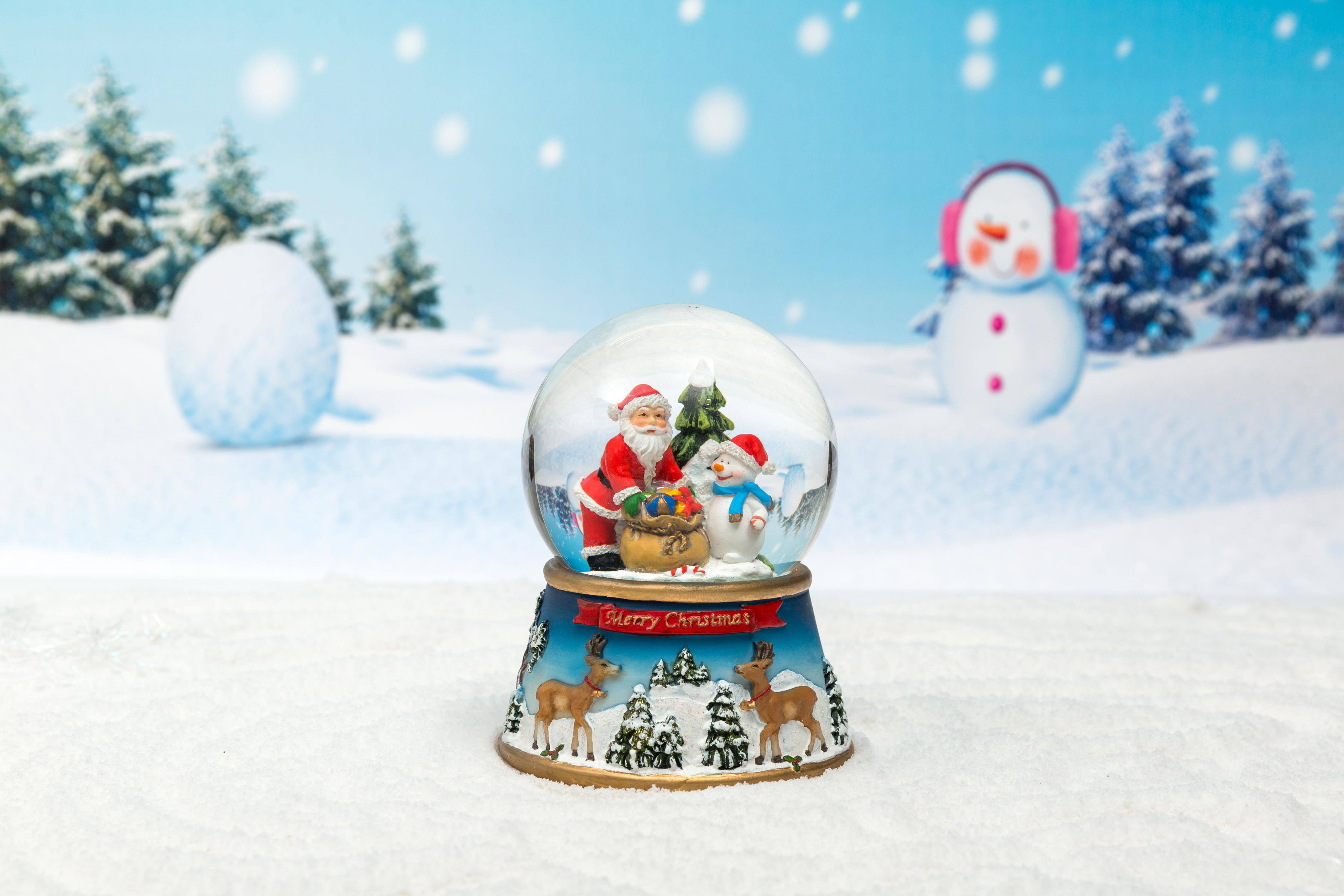 Christmas Snow Globe: 100/135mm Two Elk Base Waterball