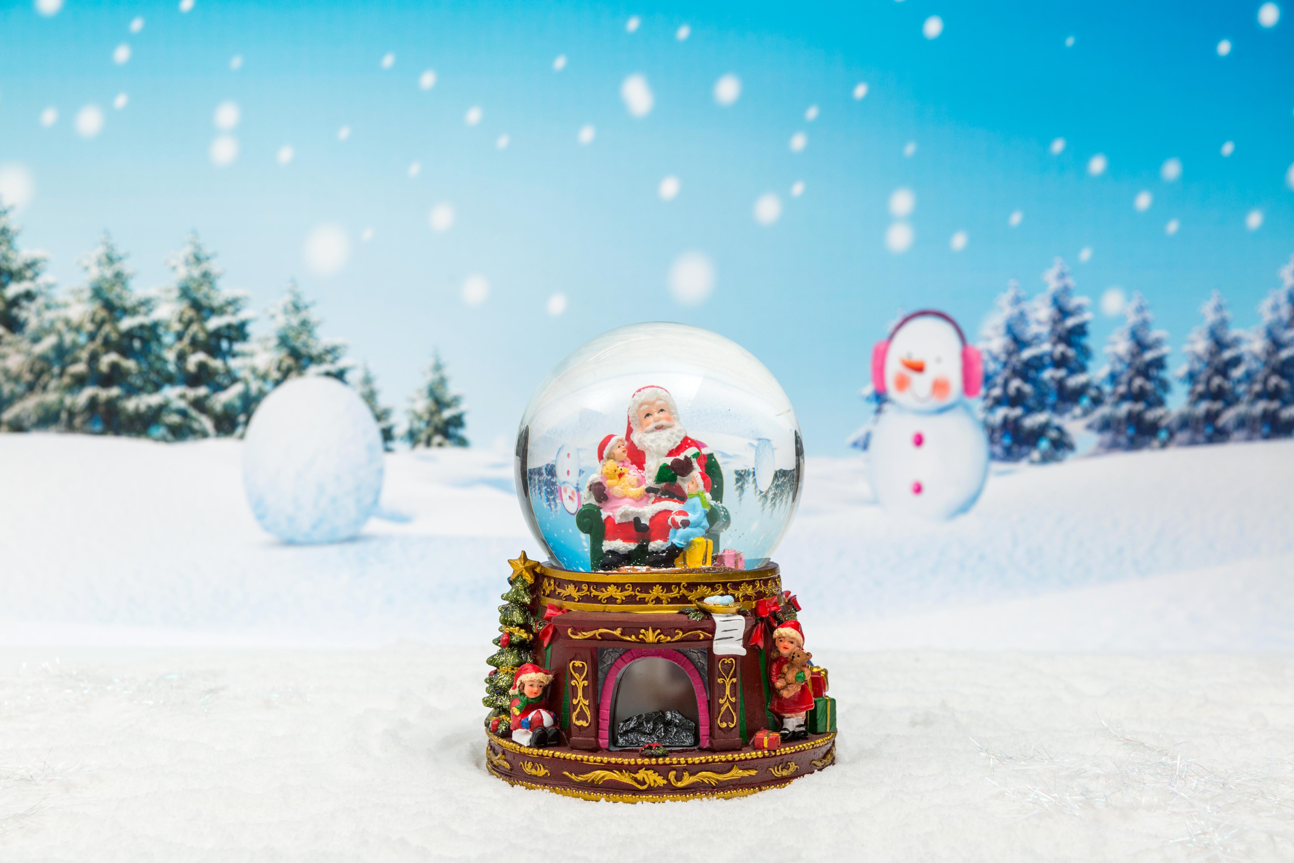 Christmas Snow Globe/Decorations: 100/120/135/150mm Fireplace Base&Santa Claus Waterball / Fireplace Christmas Decoration