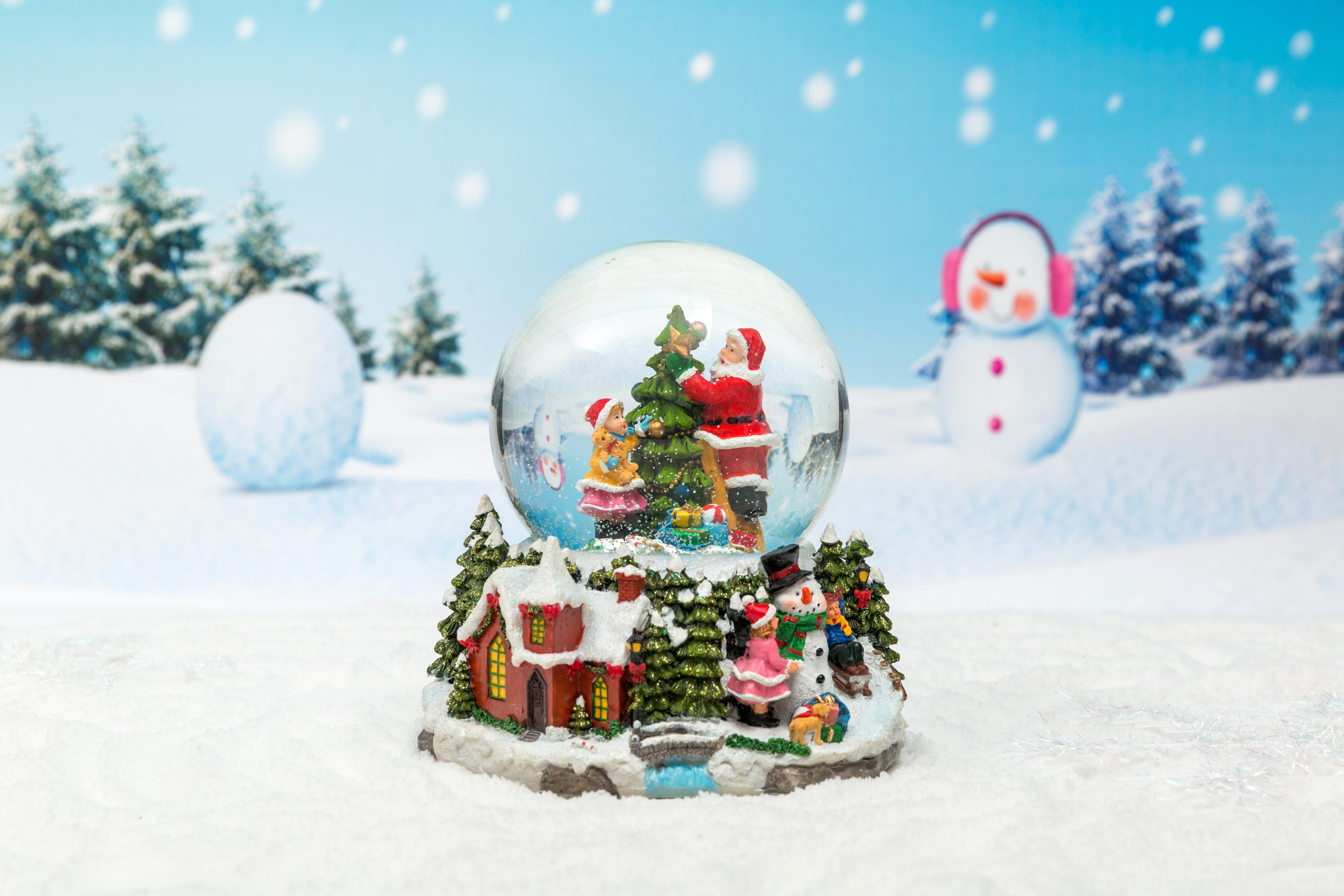 Christmas Snow Globe: 85/120mm Snowman&Kids Base Waterball