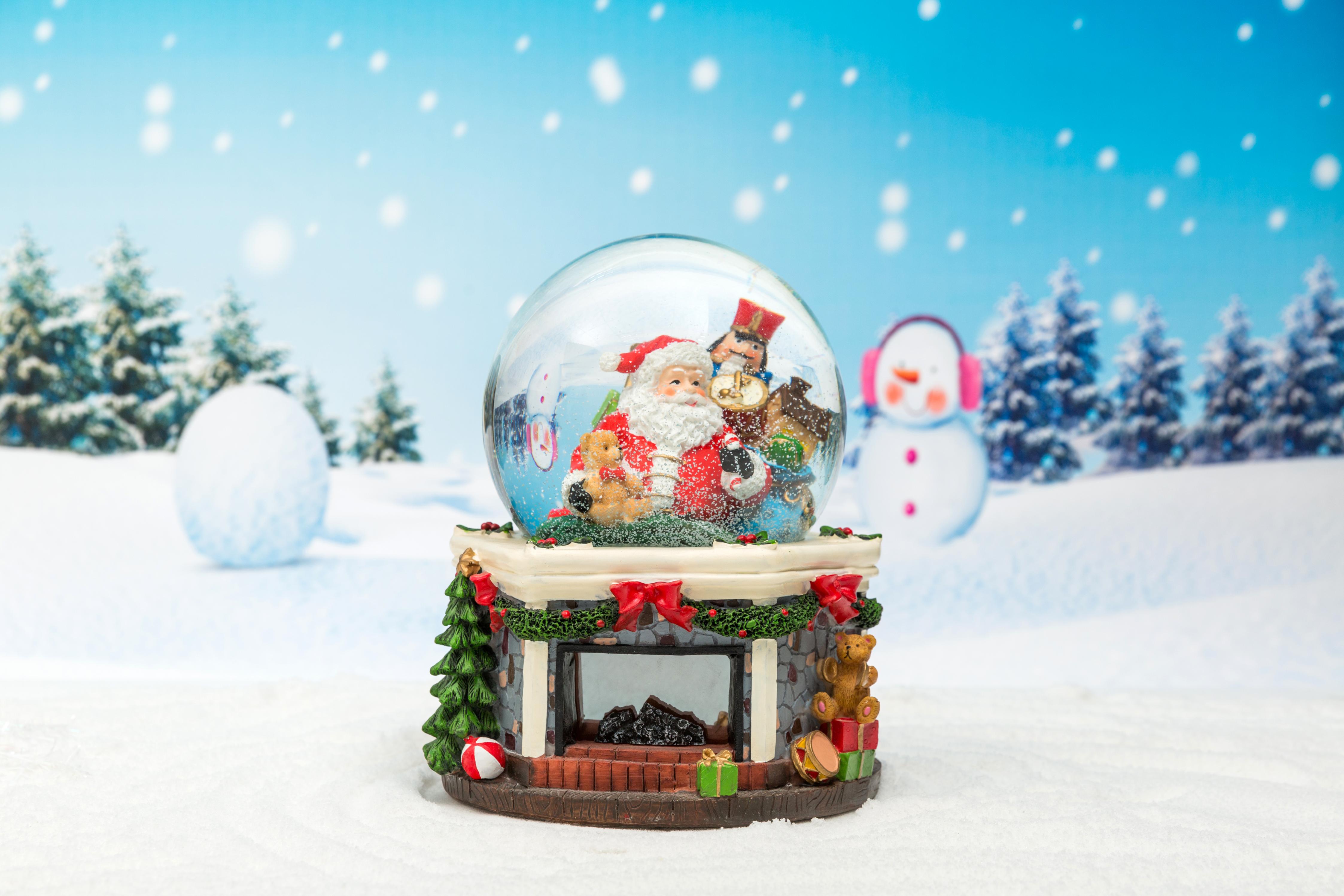 Christmas Snow Globe/Decorations: 100/120/135/150mm Fireplace Base&Santa Claus Waterball / Fireplace Christmas Decoration