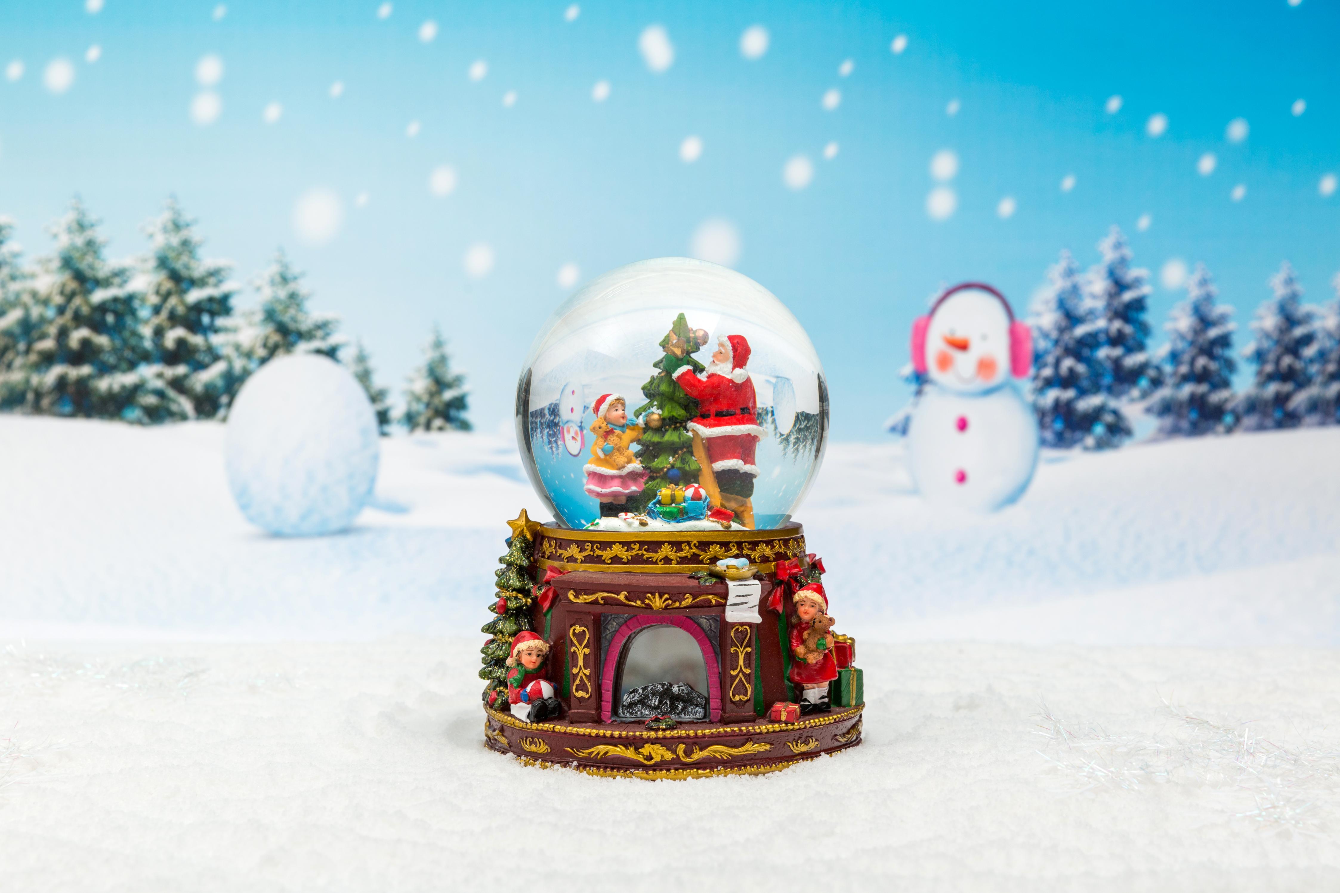 Christmas Snow Globe/Decorations: 100/120/135/150mm Fireplace Base&Santa Claus Waterball / Fireplace Christmas Decoration