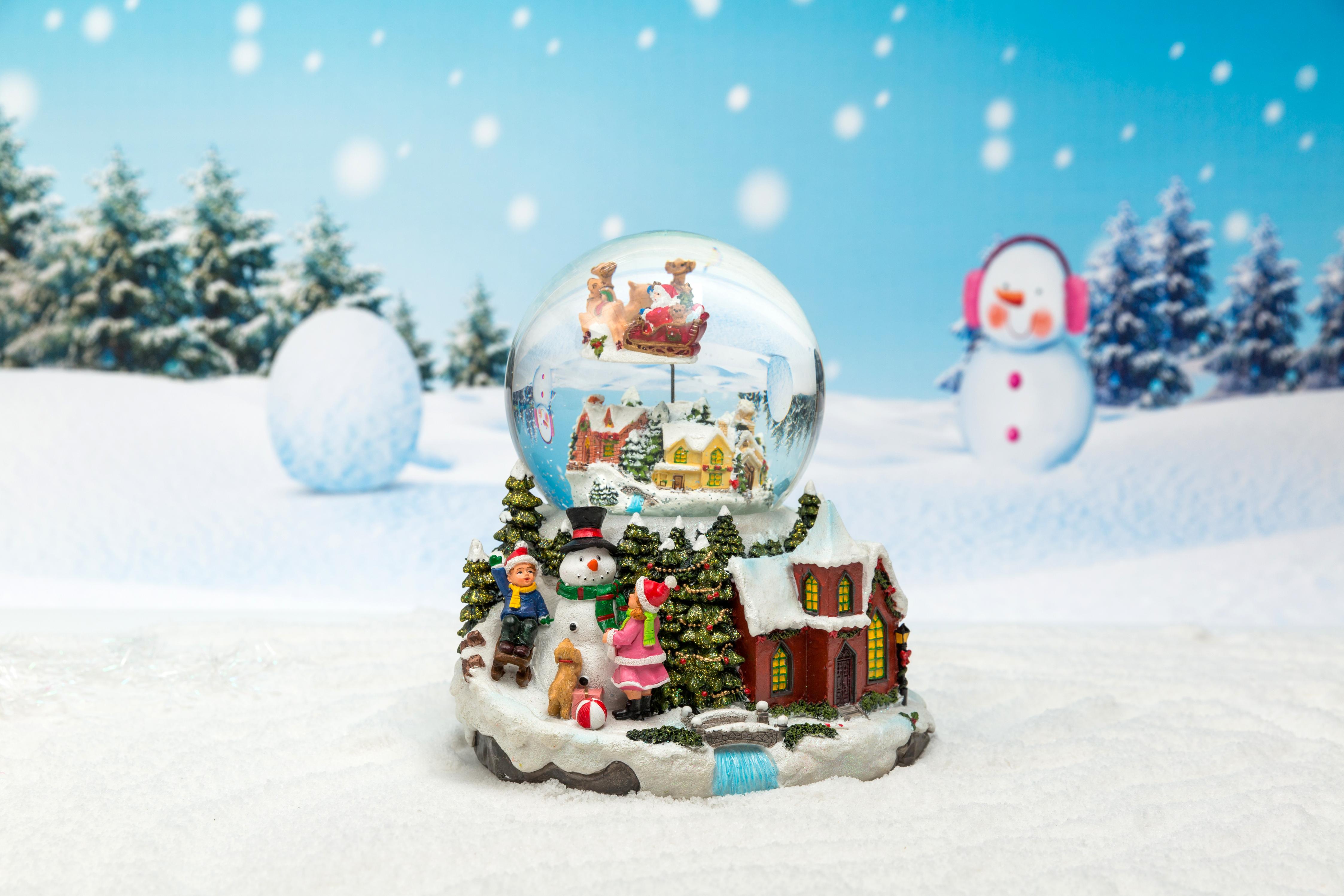 Christmas Snow Globe: 85/120mm Snowman&Kids Base Waterball